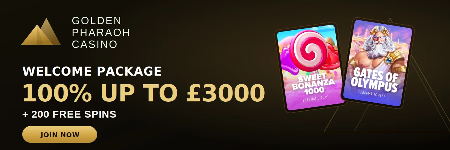 Golden Pharaoh welcome package up to £6000 plus 200 free spins